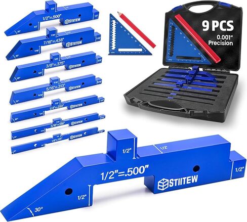 Setup Blocks Woodworking Tools – 7 PCS Aluminum Router Table Setup Bars, Height Gauge Block Set for Router Table & Table Saw Accessories, Precision Router Depth Gauge, Woodworking Set-Up Blocks (Blue) in Saudi Arabia