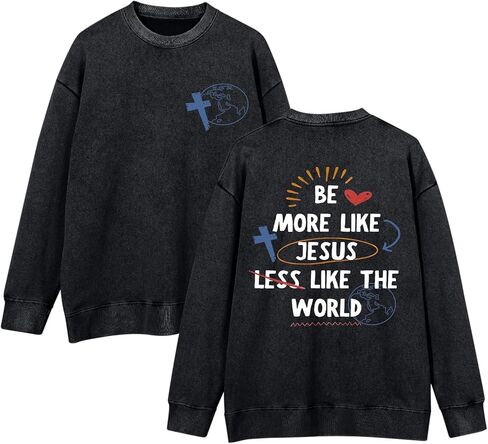 Weetiotio بلوزات مسيحية للنساء يسوع الدينية البلوز الأرض الجرافيك هوديس خمر حمض غسل Crewneck هوديي in Saudi Arabia