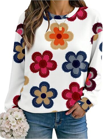 SOLY HUX Women's Floral Sweatshirt Long Sleeve Crew Neck Casual Pullover Tops Fall Clothes in Saudi Arabia