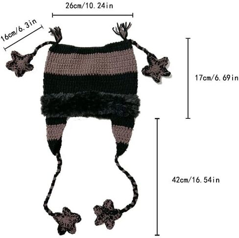 TYHOTULY Crochet Beanie Hat for Women Fall Winter Warm Y2k Alt Emo Cute Cat Ear Knitted Hat Grunge Clothes Skull Cap in Saudi Arabia
