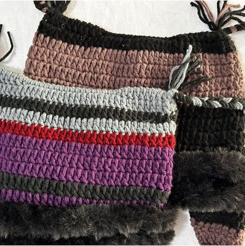 TYHOTULY Crochet Beanie Hat for Women Fall Winter Warm Y2k Alt Emo Cute Cat Ear Knitted Hat Grunge Clothes Skull Cap in Saudi Arabia