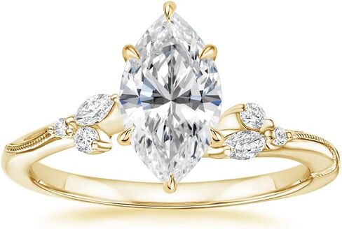 ERAA Jewel 1.5 CT Marquise Colorless Moissanite Engagement Ring, Wedding Bridal Ring Set, Eternity Silver Solid 10K 14K 18K Gold Diamond Solitaire Prong Set Anniversary Promise Gifts for Her in Saudi Arabia
