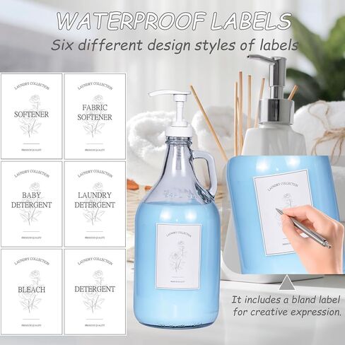 2 Pcs Glass Liquid Laundry Detergent Dispenser, Half Gallon Dispenser for Laundry Room (64 oz. Each), Laundry Detergent Bottles with Pump Dispenser -Includes Labels, Measuring Cups,Wooden Stand(Wood) in Saudi Arabia