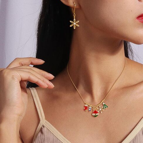 TENTMENTISE Christmas Necklace for Women,Christmas Gift for Her,Holiday Statement Jewelry for Christmas Party, Unique Xmas Gift for Her in Saudi Arabia