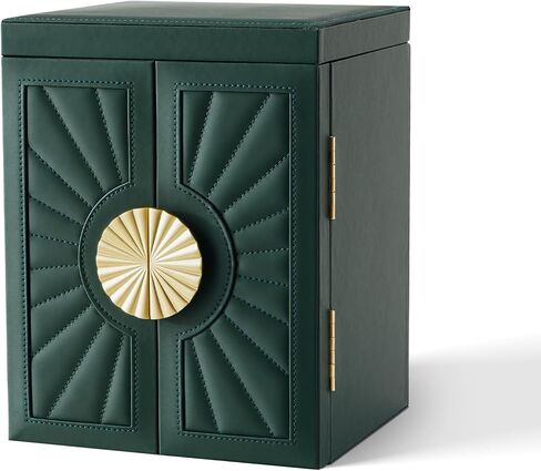 BIQI MUSSE Jewelry Box for Women, 6-Tier Large Jewelry Organizer Box with Mirror, 5 Drawers for Rings Earrings Necklace Bracelets, Exquisite Metal Handle, Dark Green in Saudi Arabia