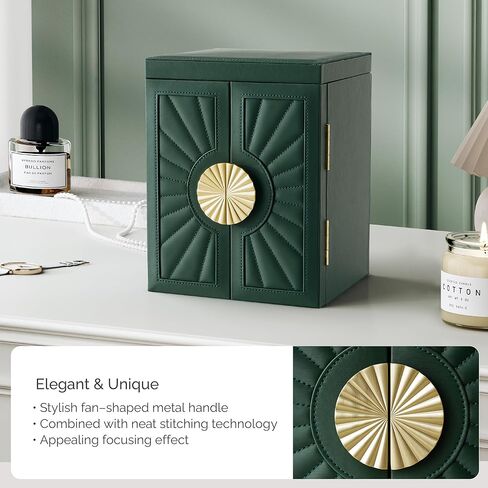 BIQI MUSSE Jewelry Box for Women, 6-Tier Large Jewelry Organizer Box with Mirror, 5 Drawers for Rings Earrings Necklace Bracelets, Exquisite Metal Handle, Dark Green in Saudi Arabia