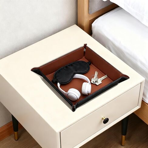منظم صينية Socospace Valet Tray، مقاس 5.5 بوصة مربعة الشكل للرجال والنساء - لمنضدة النوم والمدخل والمكتب وخزانة الملابس | حامل المجوهرات وEDC للساعات والخواتم والمفاتيح والمحفظة والهاتف والنظارات in Saudi Arabia