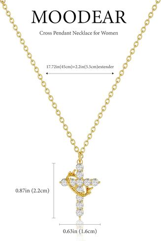 Moodear Cross Necklace for Women Trendy 14K Gold Plated Cross Pendant Necklace Dainty Cross Crown Rose Heart Charm Necklace for Women Fashion Religious Simple Gold Jewelry Gift in Saudi Arabia