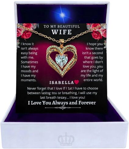 ANDREO 18k Rose Gold Heart Custom Name Forever Love Necklace Gift for wife, Gifts from Husband Anniversary, Birthday, Romantic in Saudi Arabia