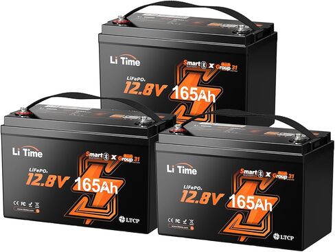 LiTime 12V 100Ah OBM Bluetooth LiFePO4 Battery with Low-Temp Protection, Group 31 Lithium Battery, Built-in 100A BMS, Max. 15000 Cycles, Perfect for Trolling Motors, RVs, Boat, Marine, Off-Grid in Saudi Arabia
