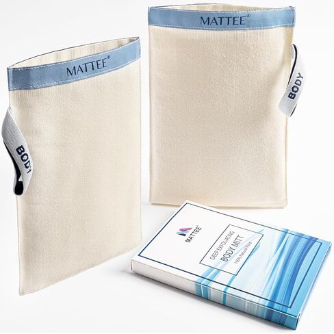 Mattee 100 ٪ Natural Premium Deep Deepiating Mitt ، التركية Kese Mitt ، مقشرات فرك الجسم ، قفص القطر الكوري ، يرفع بشكل واضح البشرة الميتة in Kuwait