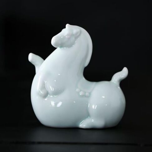 حصان هزاز من السيراميك من RYUHYF، تمثال حصان سيراميك، تمثال مجموعة حيوانات، ديكور مكتب مكتب المنزل في الحديقة (تمثال حصان أحمر) in Kuwait