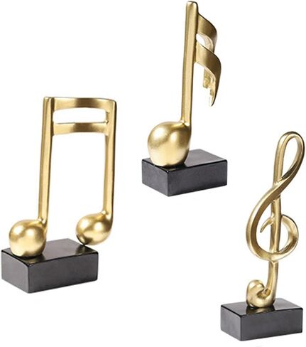 Jeyntanc 3pcs Music Note Sculpture Decor, Gold Musical Note Figurine Modern Tabletop Musical Sculptures Resin Music Statue Crafts for Table Centerpiece Crafts Home Art(Color:3pcs) in Saudi Arabia