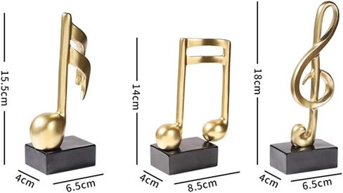 Jeyntanc 3pcs Music Note Sculpture Decor, Gold Musical Note Figurine Modern Tabletop Musical Sculptures Resin Music Statue Crafts for Table Centerpiece Crafts Home Art(Color:3pcs) in Saudi Arabia