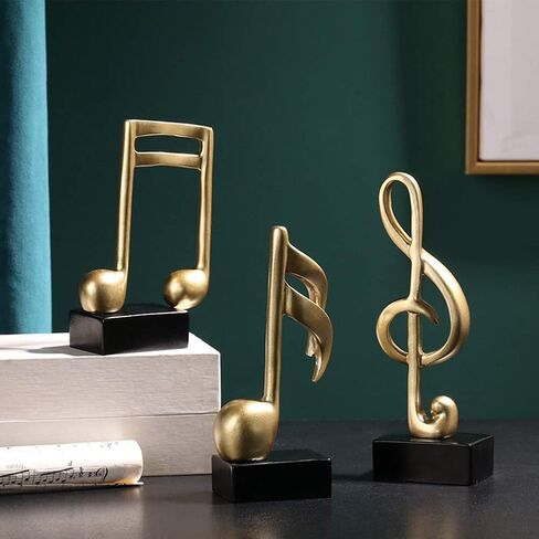 Jeyntanc 3pcs Music Note Sculpture Decor, Gold Musical Note Figurine Modern Tabletop Musical Sculptures Resin Music Statue Crafts for Table Centerpiece Crafts Home Art(Color:3pcs) in Saudi Arabia