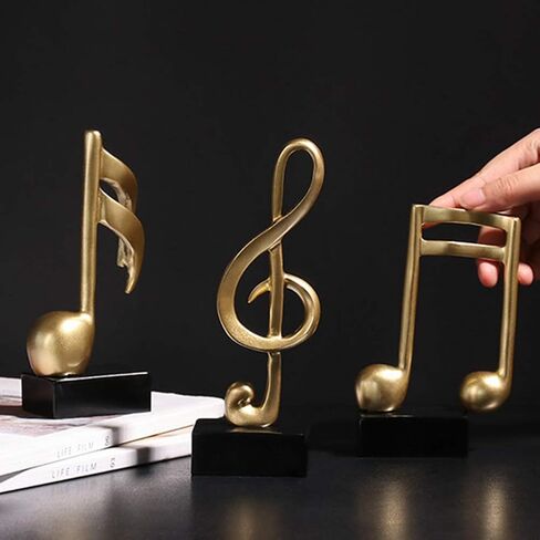 Jeyntanc 3pcs Music Note Sculpture Decor, Gold Musical Note Figurine Modern Tabletop Musical Sculptures Resin Music Statue Crafts for Table Centerpiece Crafts Home Art(Color:3pcs) in Saudi Arabia