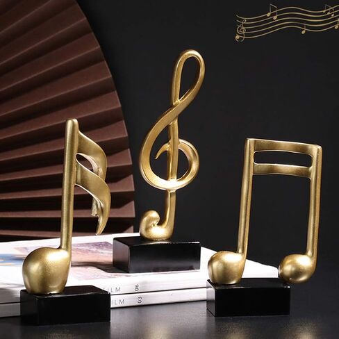 Jeyntanc 3pcs Music Note Sculpture Decor, Gold Musical Note Figurine Modern Tabletop Musical Sculptures Resin Music Statue Crafts for Table Centerpiece Crafts Home Art(Color:3pcs) in Saudi Arabia