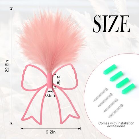 Zzbakress 2 Pcs Boho Pink Bow Wall Decor with Artificial Pampas Metal Wall Art Hanging Decor for Girls Room Nursery Living Room Bathroom Coquette Preppy Home Decor (Bow, Pink, Medium) in Saudi Arabia