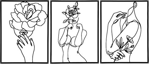 GOKURVG لوحة فنية جدارية معدنية تجريدية، ديكور حائط مجوف ثلاثي الأبعاد، مجموعة من 3 قطع فنية جدارية مقاس 16.5 × 12.5 بوصة لغرفة النوم وغرفة المعيشة والمكتب، منحوتة معلقة فريدة من نوعها in Kuwait