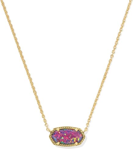Kendra Scott Elisa Pendant Necklace, Dark Lavender Lab Grown Opal, 14k Gold-Plated Brass, Fashion Jewelry for Women in Saudi Arabia