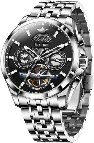 OUPINKE Men Watch Automatic 5 Hands Multi Calendar Year/Month/Week/Date Mechanical 5ATM Waterproof Luxury Tungsten Steel Sapphire Crystal Wrist Watch for Men in Saudi Arabia