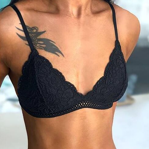 Embroidery Hollow Bra Lace Triangle Cup Seamless Bras Underwear Breathable Bra One Size Suitable for 70A/75A/70B/75B/70C in Saudi Arabia