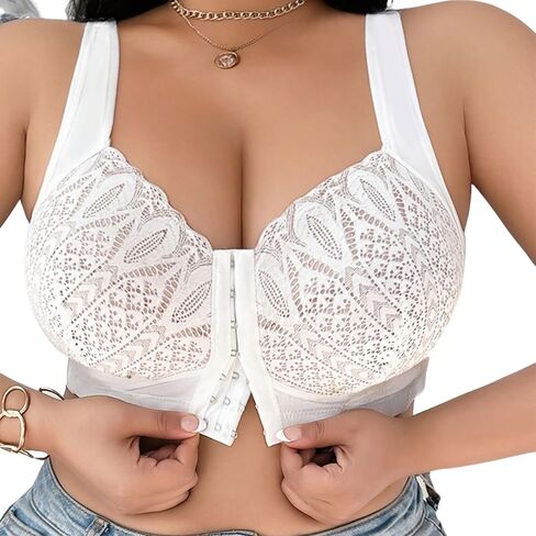 Cotton Whisper Women's Comfortable No Underwire Front Closure Hook and Eye Bra in Kuwait