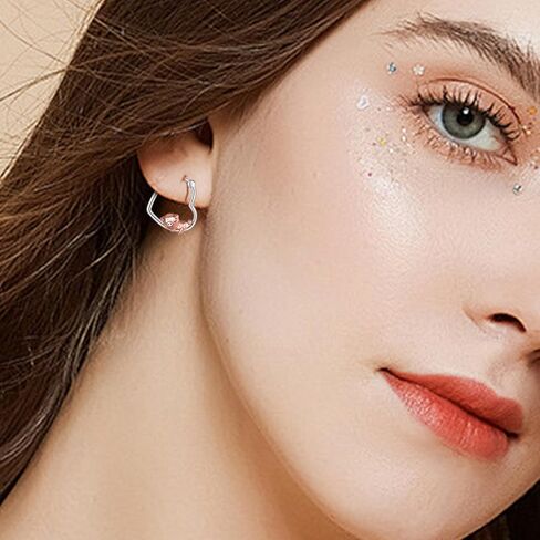 HKPATOP Animal Earrings Sterling Silver Heart Hoop Earrings Gifts for Women in Kuwait