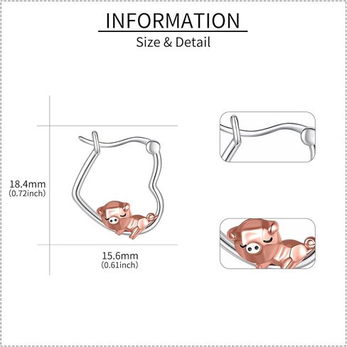 HKPATOP Animal Earrings Sterling Silver Heart Hoop Earrings Gifts for Women in Kuwait