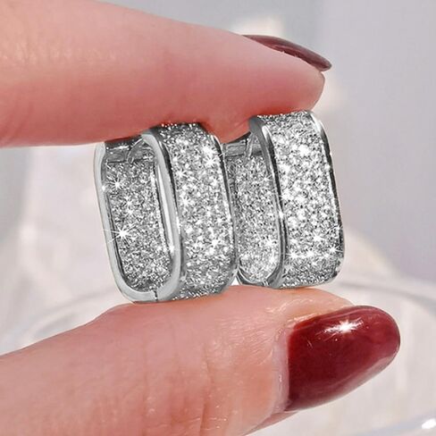 Luxury Paved Cubic Zirconia Hoop Earrings for Women in Saudi Arabia