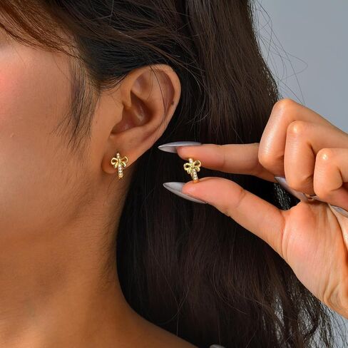 Bow Hoop Earrings for Women Trendy Bow Drop Dangle Earrings Trendy Jewelry for Wedding Party in Saudi Arabia