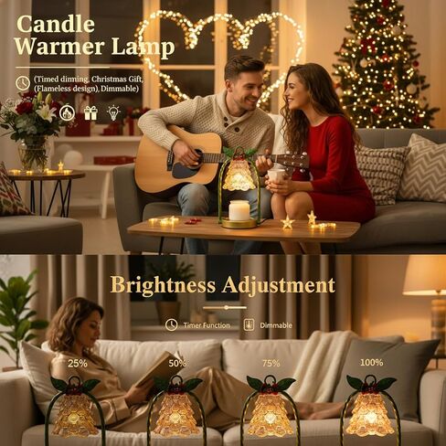 Candle Warmer Lamp Electric Timer: Dimmable Wax Melt Warmer for Jar Candles with 2 Bulbs and Jar Candle,for New Home Bedroom, Gifts for Women (Christmas) in Saudi Arabia