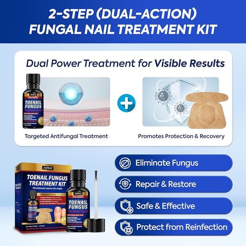 Arflom Toenail Fungus Treatment Kit: 2 Pcs Extra Strength 25% Undecylenic Acid Solution & 14 Fungal Nail Renewal Patches - for Toe Nail & Fingernail with Tea Tree Oil in Saudi Arabia