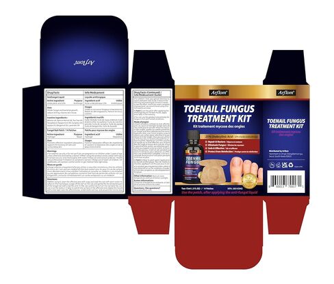 Arflom Toenail Fungus Treatment Kit: 2 Pcs Extra Strength 25% Undecylenic Acid Solution & 14 Fungal Nail Renewal Patches - for Toe Nail & Fingernail with Tea Tree Oil in Saudi Arabia