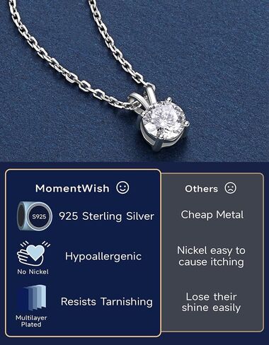 MomentWish مويسانيتي سوليتير قلادة القلائد للنساء الفضة الاسترليني 0.3/0.5/1/2 قيراط D اللون VVS1 وضوح موسانيتي مجوهرات للنساء in Kuwait