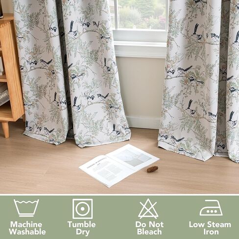 H.VERSAILTEX ستائر التعتيم بنسبة 100% على شكل زهور بطول 84 بوصة مكونة من لوحتين مجموعة ستائر عتيقة منقوشة مطبوعة ستائر معزولة حراريًا لغرفة النوم وغرفة المعيشة وعلاجات النوافذ، شاحب أكوا/أسود in Saudi Arabia