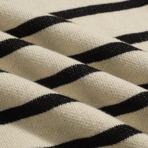 سترات OXKNIT نسائية بأكمام طويلة، ستينيات القرن العشرين بنمط الطيور السوداء الرجعية باللون البيج بياقة دائرية بلوفر محبوك in Kuwait