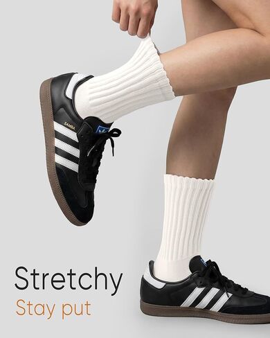 HONGTEYA Slouchy Crew Socks for Women Cozy Cotton Cushioned Boot Athletic Slouch Mid Calf Size 5-11 in Saudi Arabia