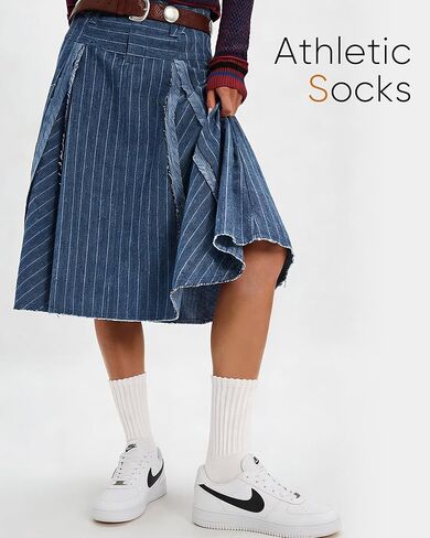 HONGTEYA Slouchy Crew Socks for Women Cozy Cotton Cushioned Boot Athletic Slouch Mid Calf Size 5-11 in Saudi Arabia