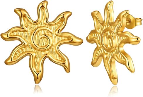 Gfractolux Women Flat Back Ball Stud Earrings,18K Gold Plated Brass Hypoallergenic Earrings Stud for Sensitive Ears Stud Earrings, Gold Tone in Saudi Arabia