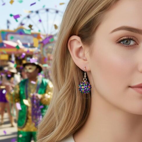 MardiGras Earrings for Women Sparking MardiGras Pendants Dangle Earrings Lightweight Sequin Tassel Earring Carnival Shirt Costume Earring Jewelry Party Accessories in Saudi Arabia