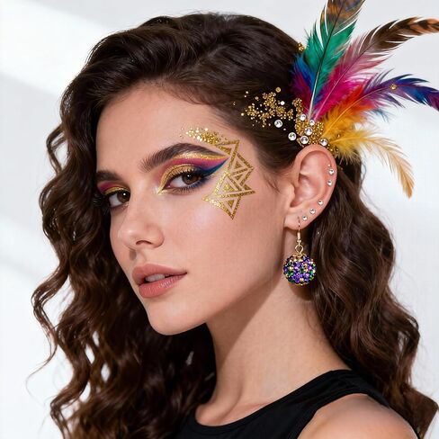 MardiGras Earrings for Women Sparking MardiGras Pendants Dangle Earrings Lightweight Sequin Tassel Earring Carnival Shirt Costume Earring Jewelry Party Accessories in Saudi Arabia