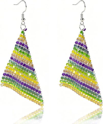 MardiGras Earrings for Women Sparking MardiGras Pendants Dangle Earrings Lightweight Sequin Tassel Earring Carnival Shirt Costume Earring Jewelry Party Accessories in Saudi Arabia