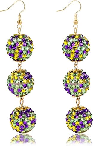 MardiGras Earrings for Women Sparking MardiGras Pendants Dangle Earrings Lightweight Sequin Tassel Earring Carnival Shirt Costume Earring Jewelry Party Accessories in Saudi Arabia