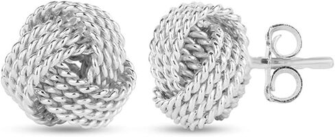 Sterling Silver Jewelry Diamond Cut Wire Love Knot Stud Earring for Women 925 Sterling Silver Love Knot Stud Earrings in Saudi Arabia