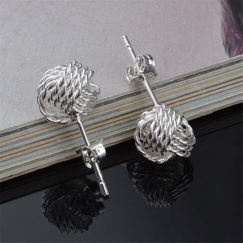 Sterling Silver Jewelry Diamond Cut Wire Love Knot Stud Earring for Women 925 Sterling Silver Love Knot Stud Earrings in Saudi Arabia