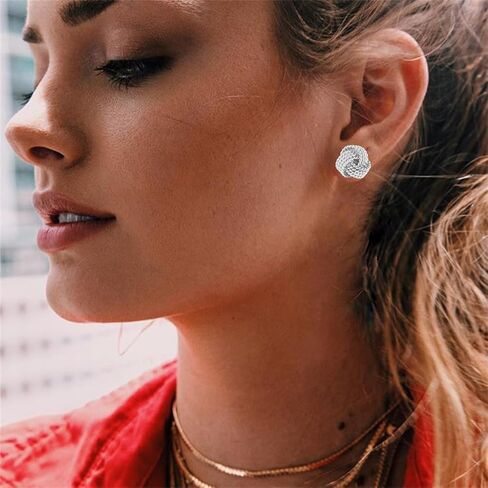 Sterling Silver Jewelry Diamond Cut Wire Love Knot Stud Earring for Women 925 Sterling Silver Love Knot Stud Earrings in Saudi Arabia