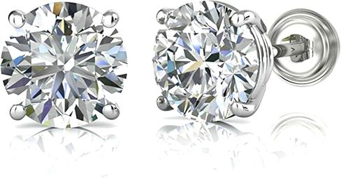 Diamond Jewellerry 1 ct. Moissanite Stud Screw Back Earrings - 14k White Gold - Sparkling in Saudi Arabia