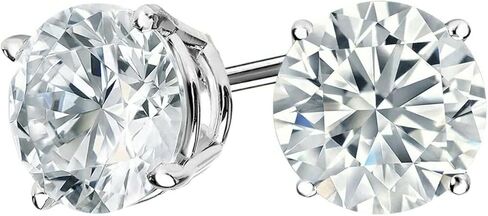 Diamond Jewellerry 1 ct. Moissanite Stud Screw Back Earrings - 14k White Gold - Sparkling in Saudi Arabia