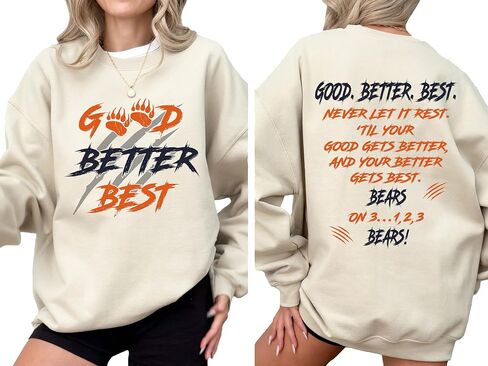 سويت شيرت Good Better Best Motivational Bear، هوديي باقتباس ملهم للعقلية الإيجابية، قمصان جرافيك لتشجيع المدرب، متعددة in Kuwait